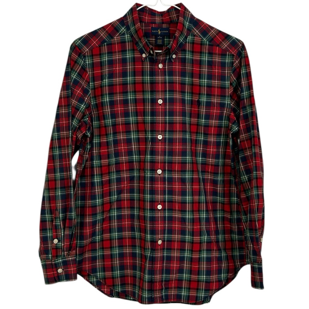 Ralph Lauren boys Size‎ Large 14-16 long sleeve button down plaid shirt.